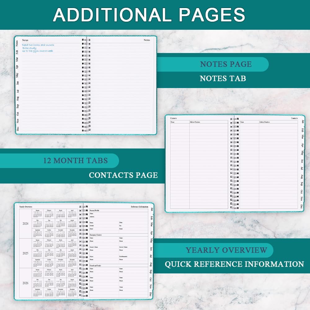 Planner 2025-2026 - Weekly & Monthly Planner Runs from Jul 2025 to Jun 2026, 8.5 x 11", 12 Month Tabs, Inner Pocket, PU Leather Cover with Twin-Wire Binding, Monthly Planners 2025-2026, Teal