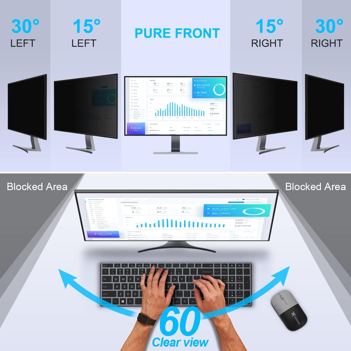 [2-Pack] 24 Inch Privacy Screen for Monitor Computer Screen Privacy Filter for 16:9 Widescreen Monitor Desktop PC Monitor Privacy Film Monitor Privacy Shield and Anti-Glare Protector