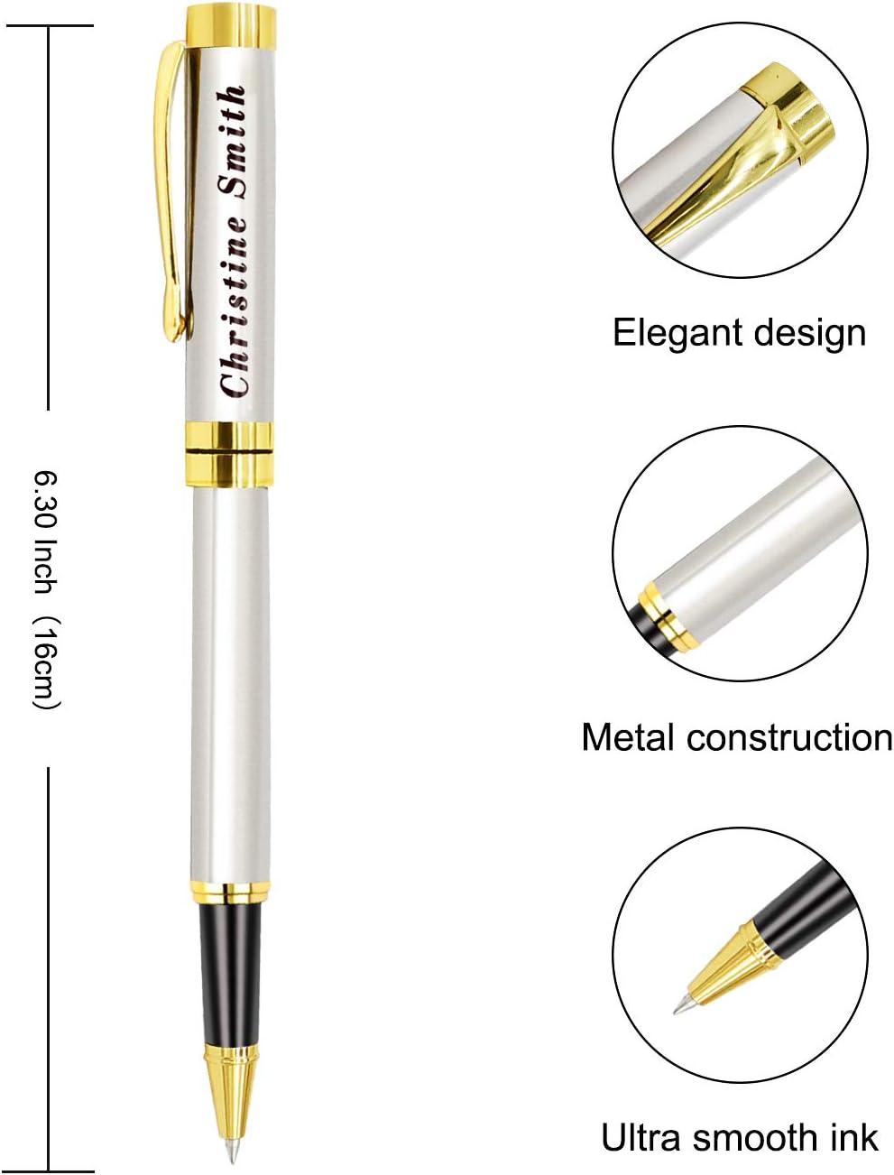 Amlion Personalized Pens Custom Engraved Pen with Name, Refillable Medium Refill, Personalized Gifts for Men Women