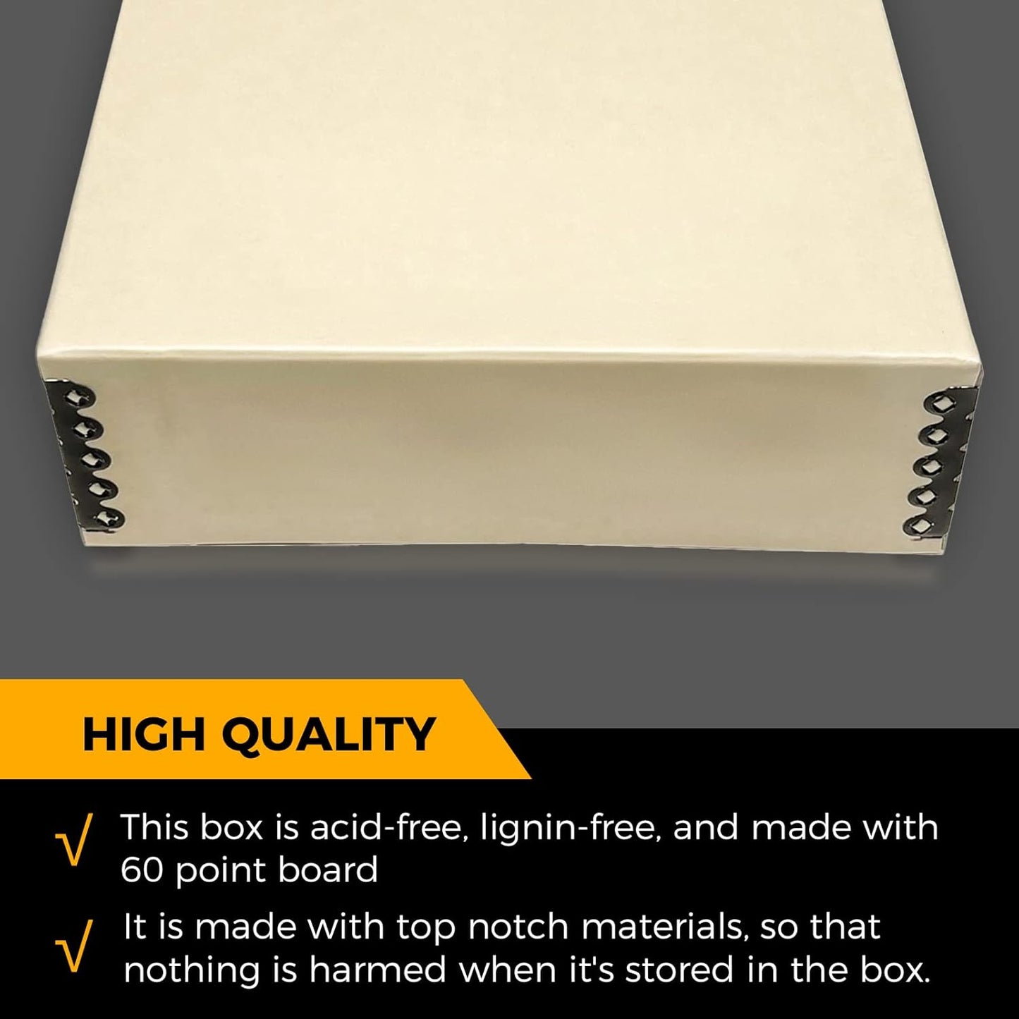 Golden State Art, Archival Storage Box, Acid-Free Drop Front Museum Box with Metal Edge for Storing Artwork Photos Documents Prints Arts And Crafts (Tan-8.75x10.75x3 Inches)