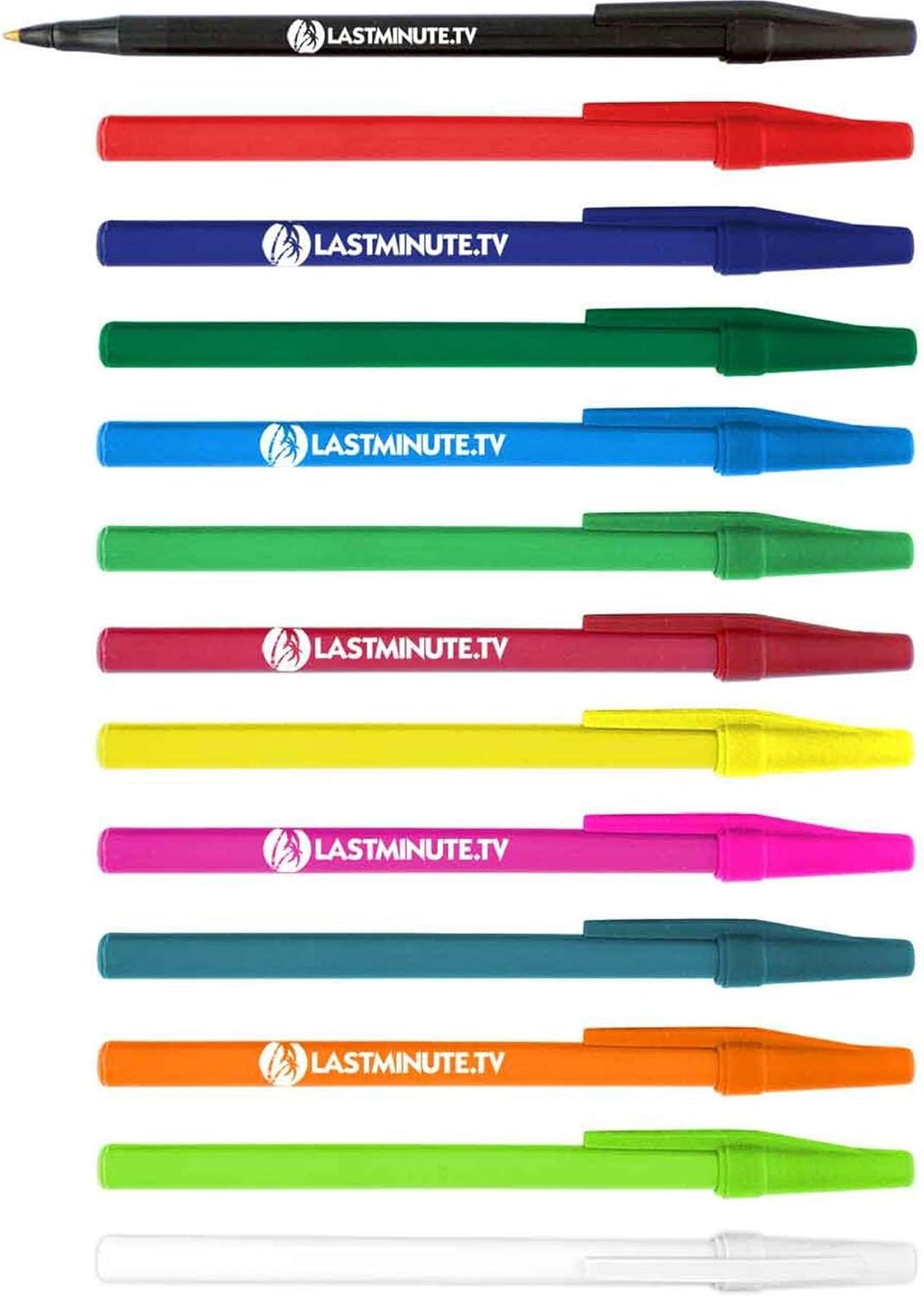 Personalized Stick Pens With your Custom Logo or Text-500 Pack Bulk-for Businesses, Parties, and Events, Custom Printed Slim Ballpoint Pens Colored with Cap, Lime Green, Black Ink
