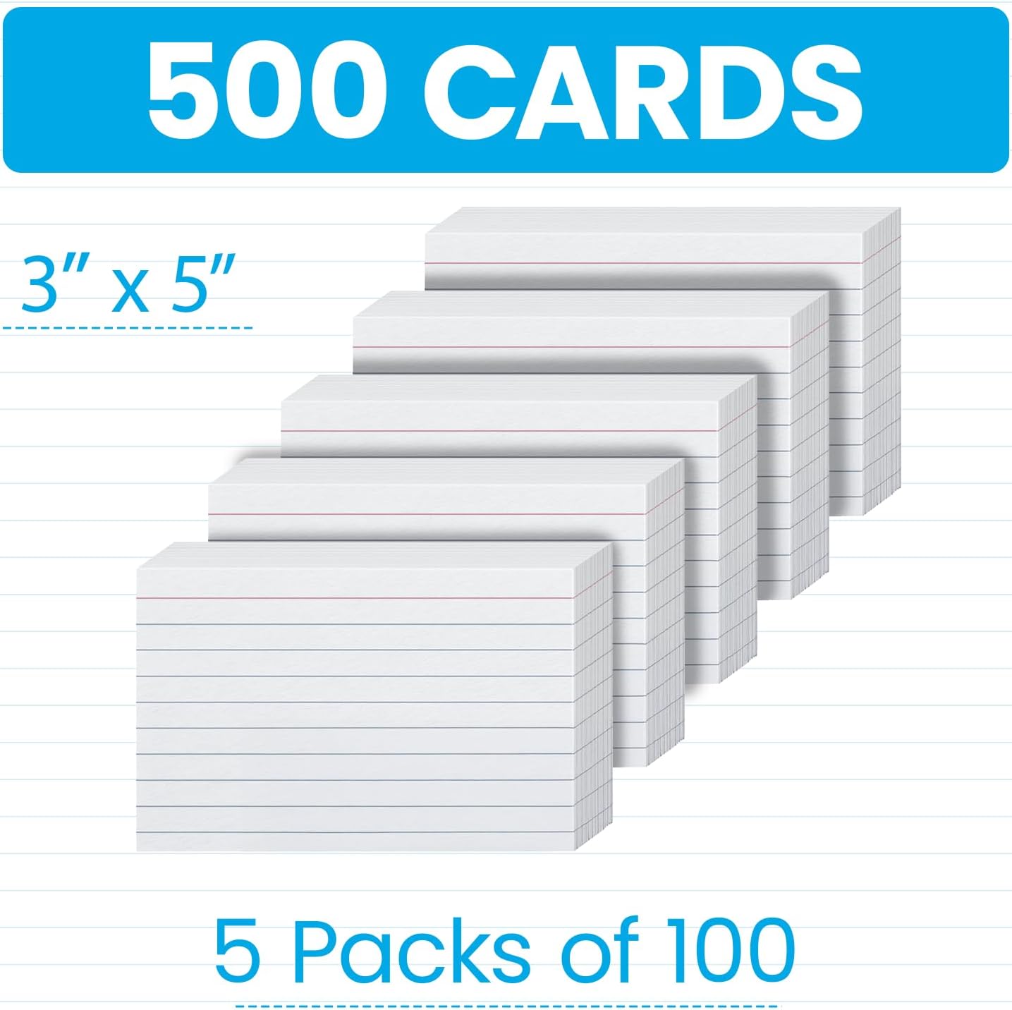 Oxford 3"x5" Index Cards Bundle - White, Unruled Blank Cards for Creative Uses & Lined Cards for Neat Notes, Study Flashcards, Recipes, To-Do Lists & Organizing, 1000 Count (5 Packs of 100 Each)