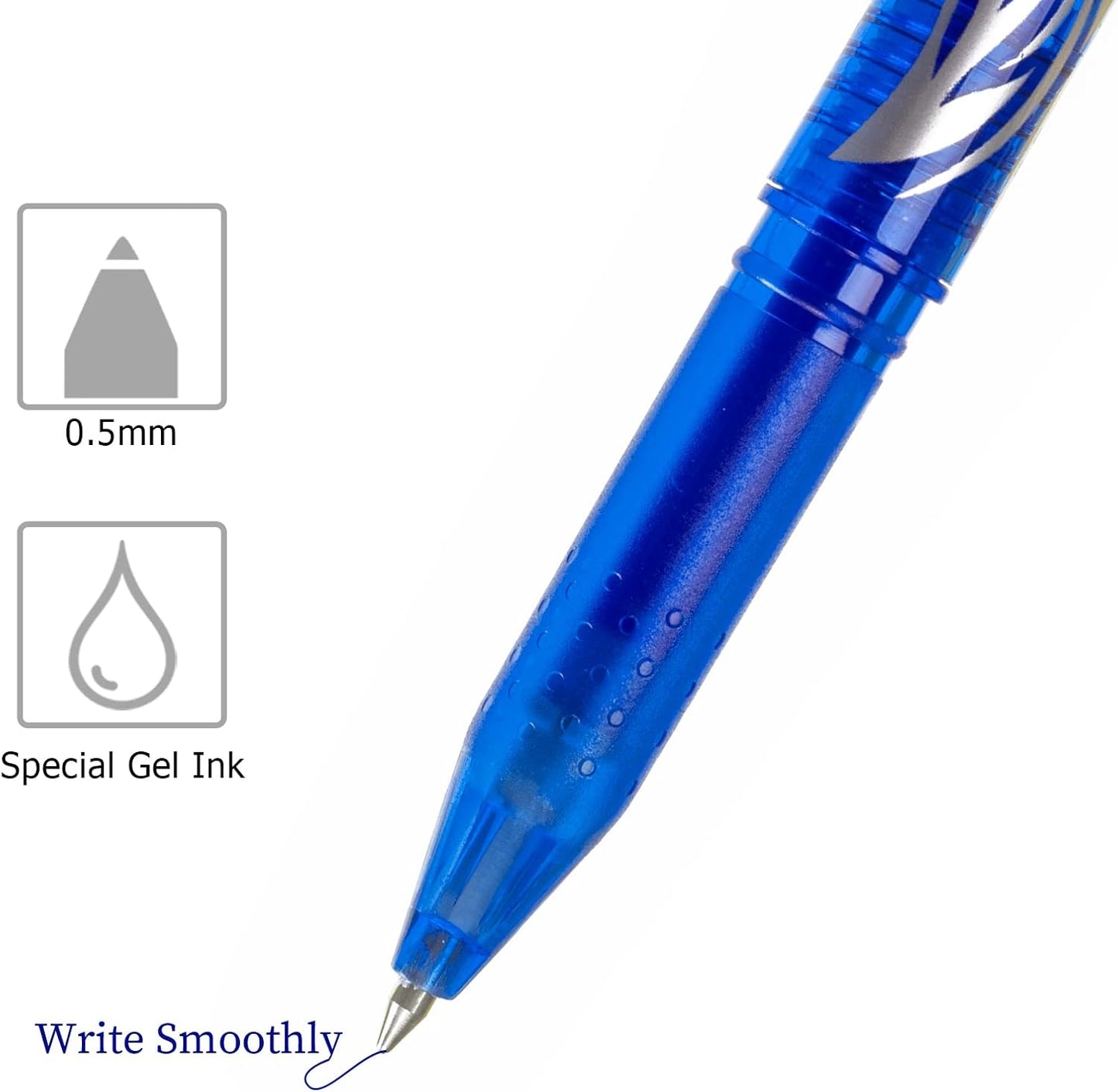 RIANCY Erasable Gel Pens Blue Pen 0.5mm Fine Point, Pack of (4 Blue pen+ 8 refills) Blue Ink Erasable Pens for smooth writing office pens back to school supplies ink pens