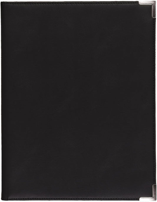 Samsill Classic Collection Business Portfolio - Executive Padfolio for Resume & Document Organizer - 8.5 by 11-Inch Legal Pad, Faux Leather with Brass Corners (Black)