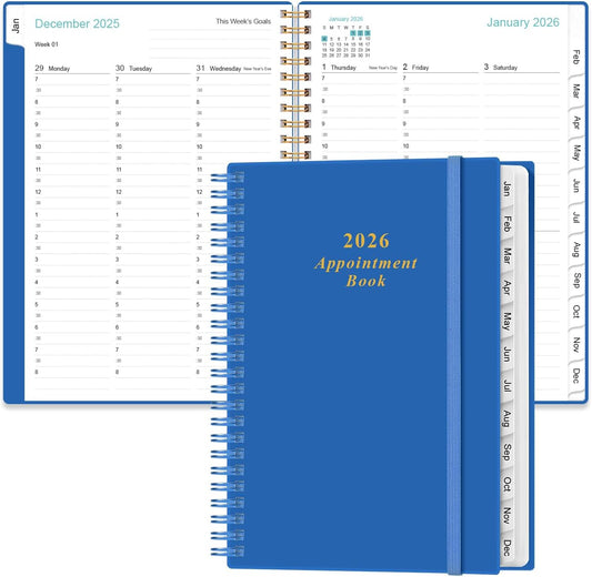 2026 Appointment Book & Planner - 2026 Daily Hourly Planner from January 2026 - December 2026, Weekly Appointment Book with 30-Minute Interval, Medium 6.4" x 8.5", Blue-B