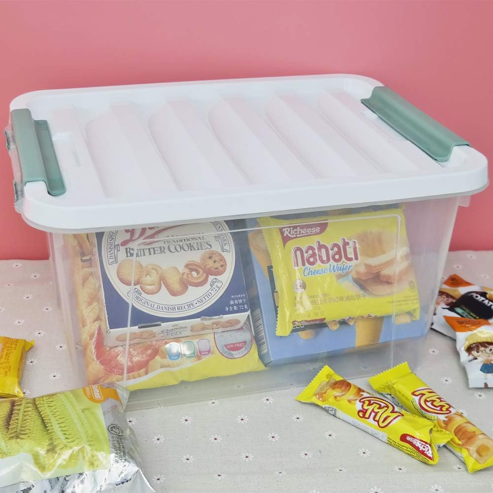 Gloreen 20 Quart Clear Storage Bins with Lid and Handle, Multipurpose Stackable Plastic Storage Latches Box/Containers,set of 4