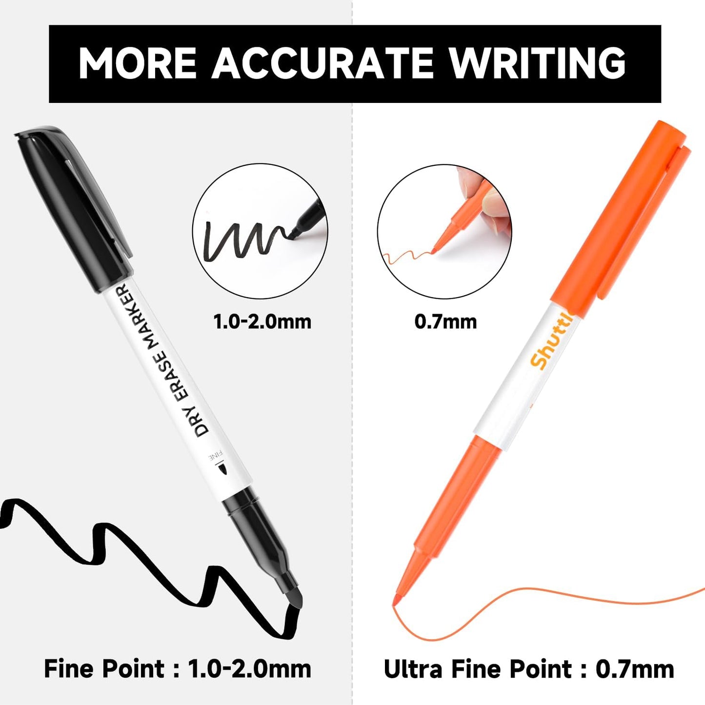 Shuttle Art Ultra Fine Dry Erase Markers, 15 Colors Whiteboard Markers with Erase, Dry Erase Markers Perfect For Writing on Whiteboards, Dry-Erase Boards,Mirrors for School Office Home