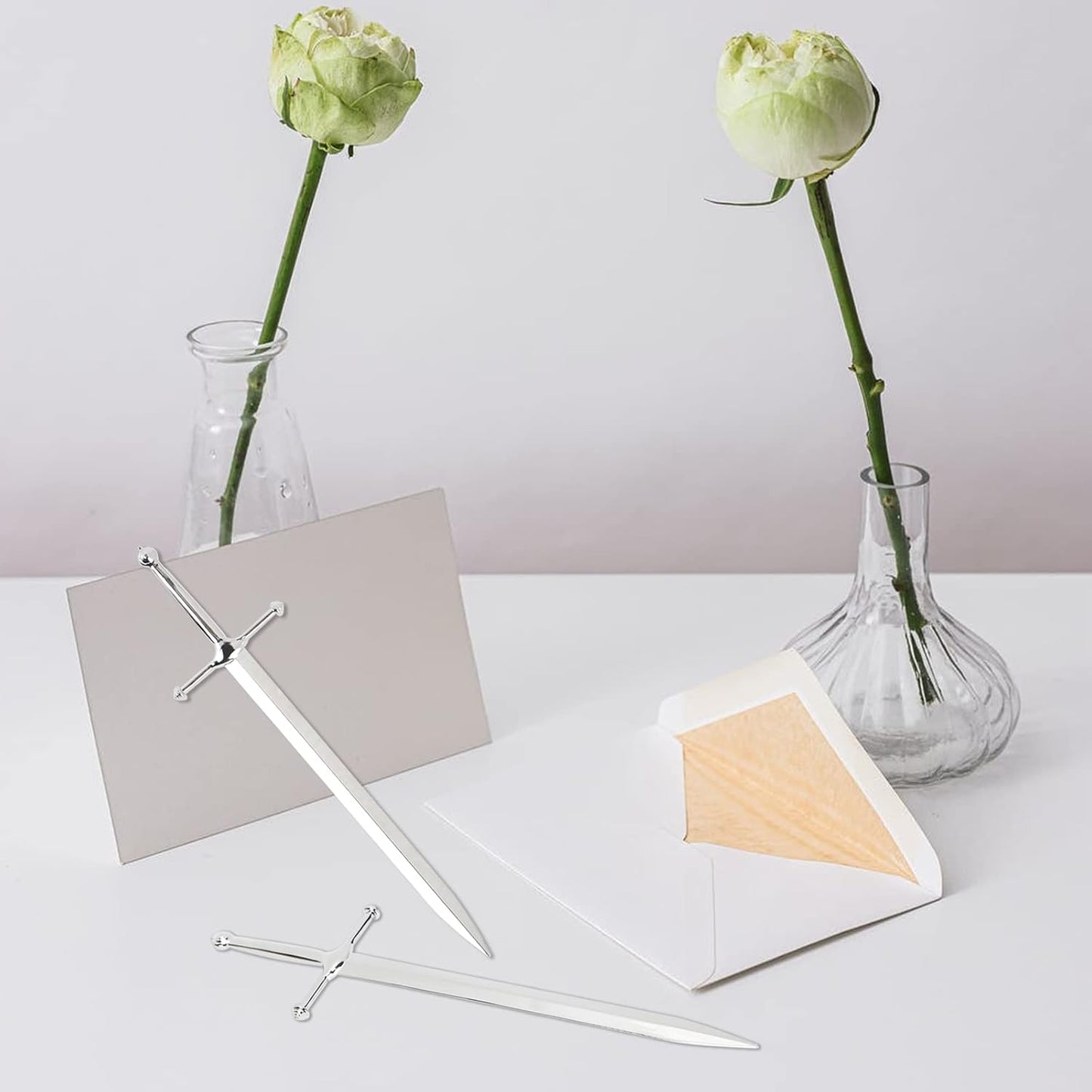 Silvery Metal Letter Opener Office Letter Opener Knife Metal Plated Envelope Opener Ergonomic Grip Handle Practical Ornamental Letter Opening Tool (Pack of 1)