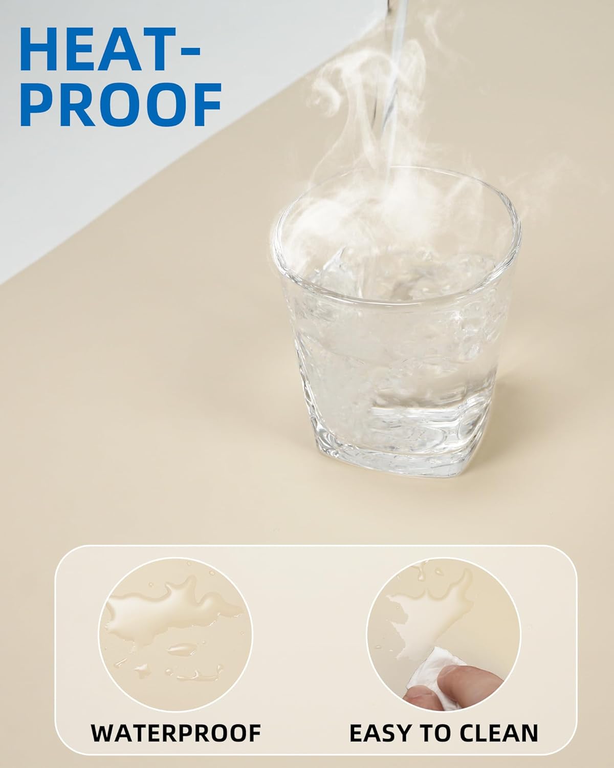 AFIING Leather Desk Pad Protector,Mouse Pad,Office Desk Mat, Non-Slip PU Leather Desk Blotter,Large Desk mat,Waterproof Keyboard mat for Office/Home/Decor (Beige,35"" x 17"")