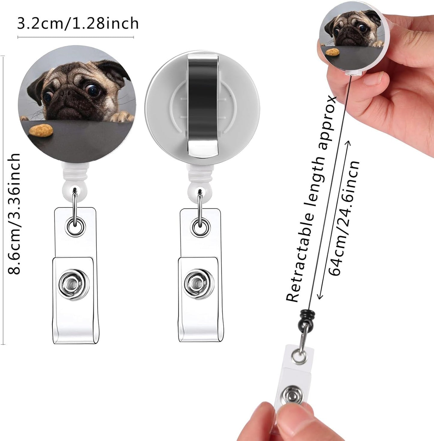 15 Pcs Funny Badge Reels Retractable Badge Holders,Id Badge Holder Retractable Clip,Cow Badge Reels