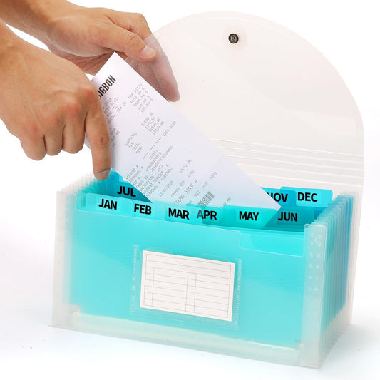 H4D Check Size 13 Pocket Expanding File Folder, Accordion File Organizer Wallet Case for Coupon Receipt Storage, 10 x 5.5 inches, Teal
