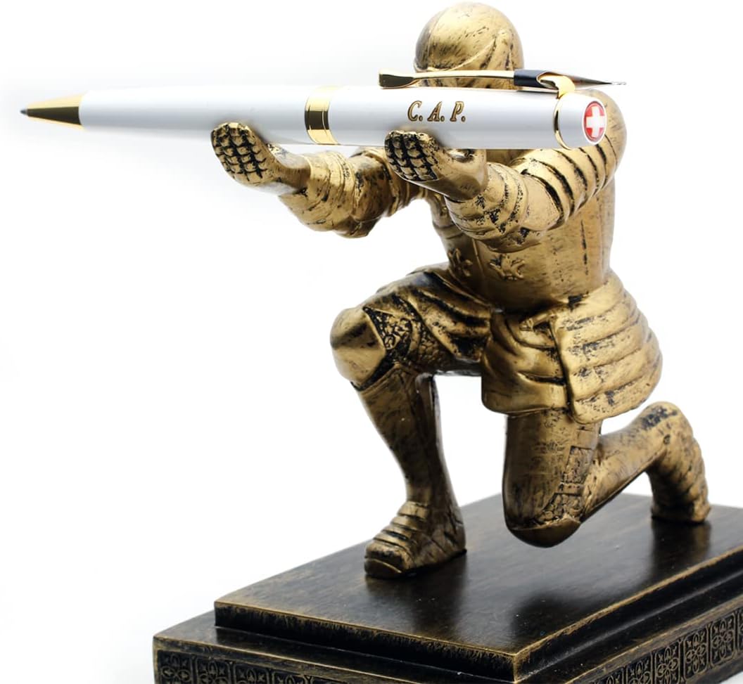 Free Engraving - Personalized Swiss Expert Black Ballpoint Pen, Medium Point, Roller pens, Groomsmen Gift, Free Custom Engraved Gifts for Men, Women (White)