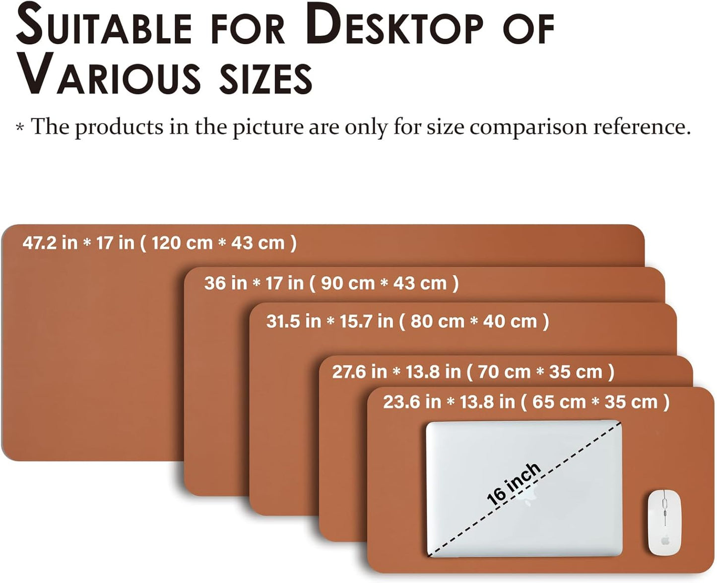HOMIEAZICOZI Leather Desk Mat - Non-Slip PU Pad for Office and Home Organization Accessories Ideal Large Mouse Mats on Top of Desks (Brown,31.5''x 15.7'') (DPD-Br-M)