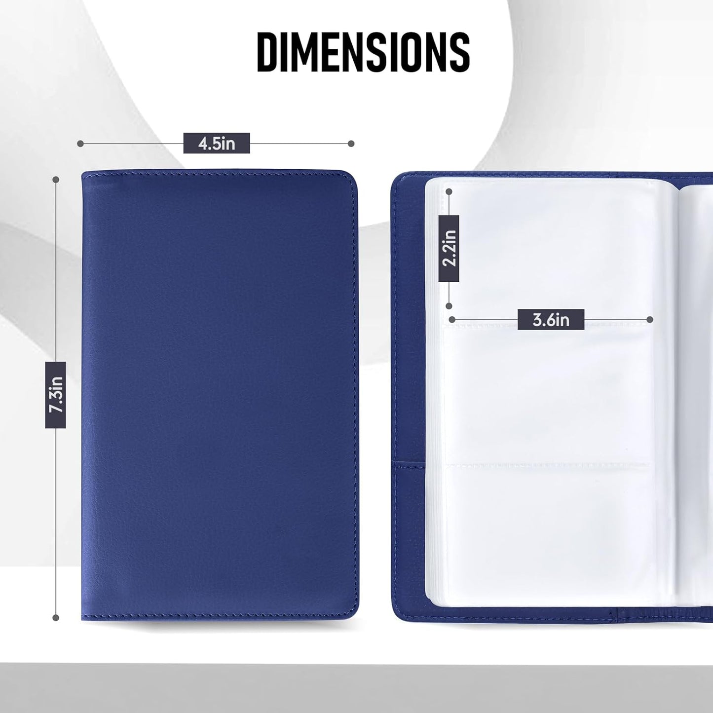 300 Business Cards Holder, 50 Pages Gift Cards Holder, Professional PU Leather Credit Cards Organizer Wallet, Portable Name Card Book Binder Folder, Men Women & Office Supplies, Navy Blue