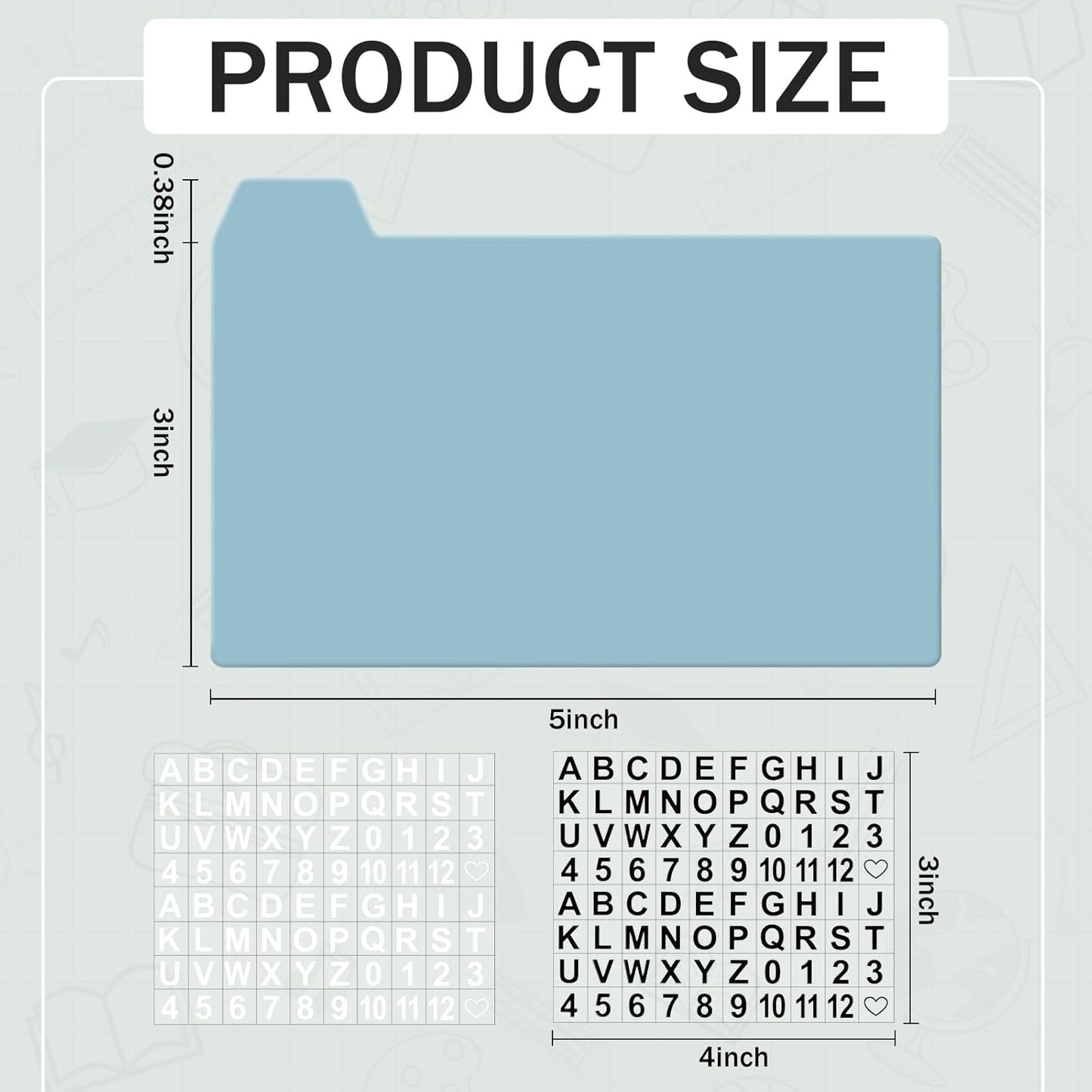 Harloon 52 Pcs Dry Erase Index Card Guide Set Include 50 Index Card Dividers 2 Number Alphabet Sticker with Tabs Photo Dividers for Office Business Back to School Supplies(3 x 5 Inch,Modern Blue)