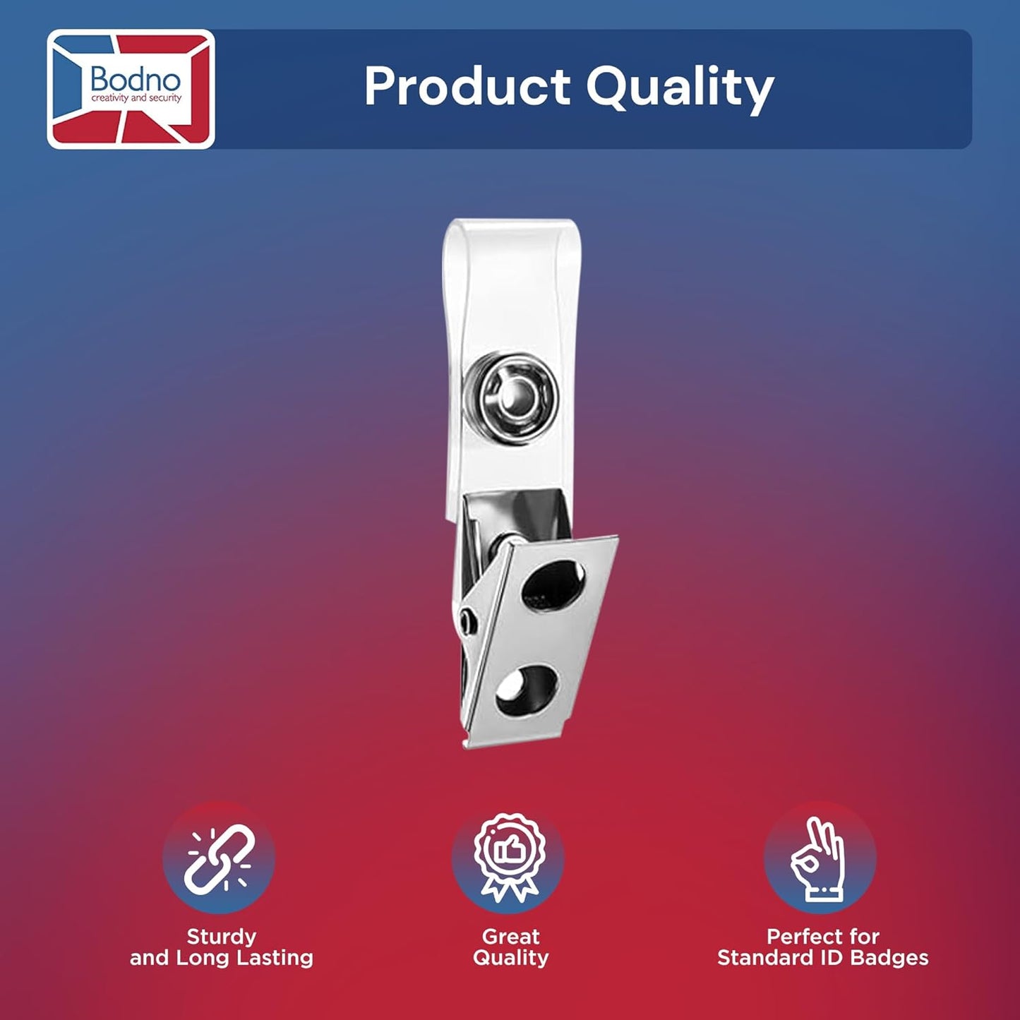 100 Pack - Bodno Clear Vinyl Badge Clips