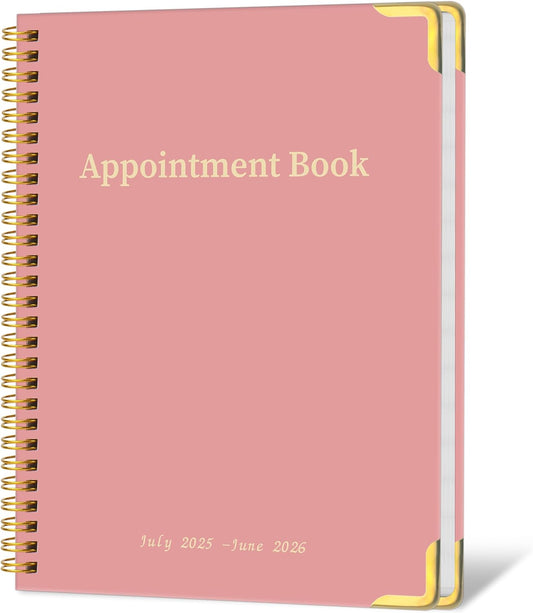 Appointment Planner 2025-2026 - Daily Hourly Schedule Planner from 7am - 10 pm, Weekly & Monthly Hourly Appointment Calendar from July 2025 - June 2026, 9" x 11"-Pink