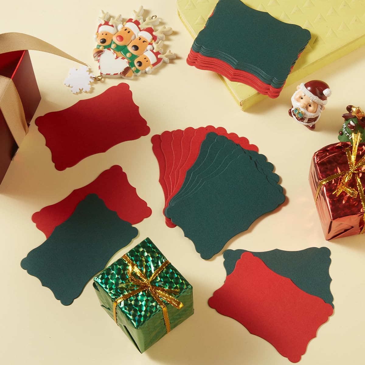 120 Pieces Small Mini Business Cards Vintage Assorted Colors Blank Note Gift for Business, Gift Cards (Christmas Red Green)