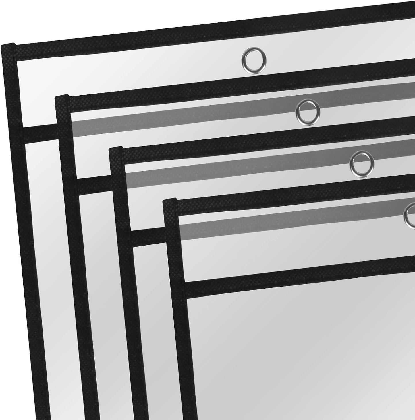 Heavy Duty Dry Erase Pockets 8.5x11, Plastic Paper Sleeves Job Ticket Holder 50 Pack Clear Sheet Protectors 8.5 x 11 Clear Document Sleeves for Shop Office Classroom Home, Black