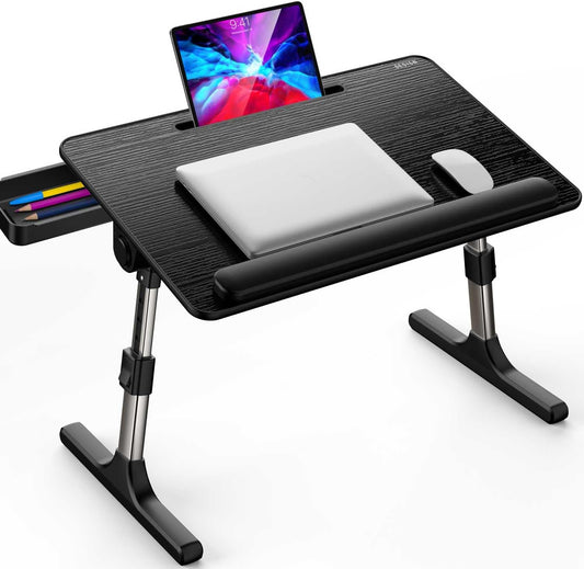 Besign LT07 Lap Desk [Extra Large], Adjustable Laptop Table, Portable Standing Bed Desk, Foldable Sofa Breakfast Tray, Notebook Computer Stand for Reading and Writing (Black)