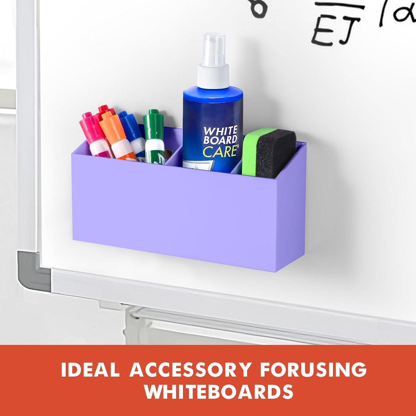 Magnetic Dry Erase Marker Holder, Acrylic Magnet Pen Holder for Whiteboard, Refrigerator, Magnetic Fridge Organizer for Office, Classroom, Whiteboard Maker Holder, Locker Organizer-Purple