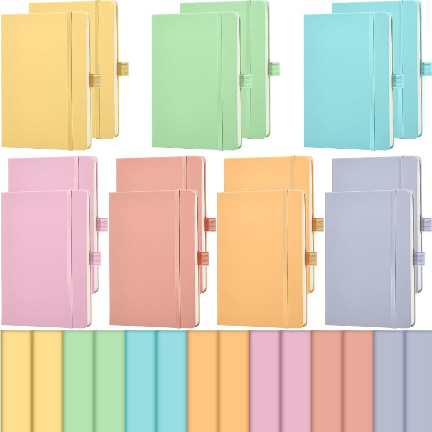 Laumoi 14 Pack Lined Journal Notebooks 5.5 x 8.2 Inch A5 Hardcover Notebook College Ruled Notepad with Pen Holder PU Leather Ruled Lined Journals for School Business Work Writing (Candy Color)