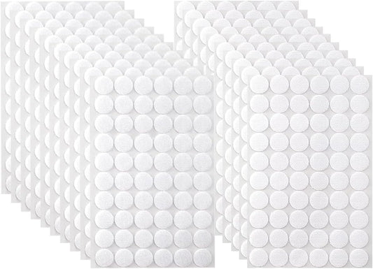 1200Pcs (600 Pairs) 0.59in/15mm Diameter Hook and Loop Self Adhesive Dots Tapes, White Nylon Sticky Back Dots, Fastener Round Tapes for Home, Office and Classroom