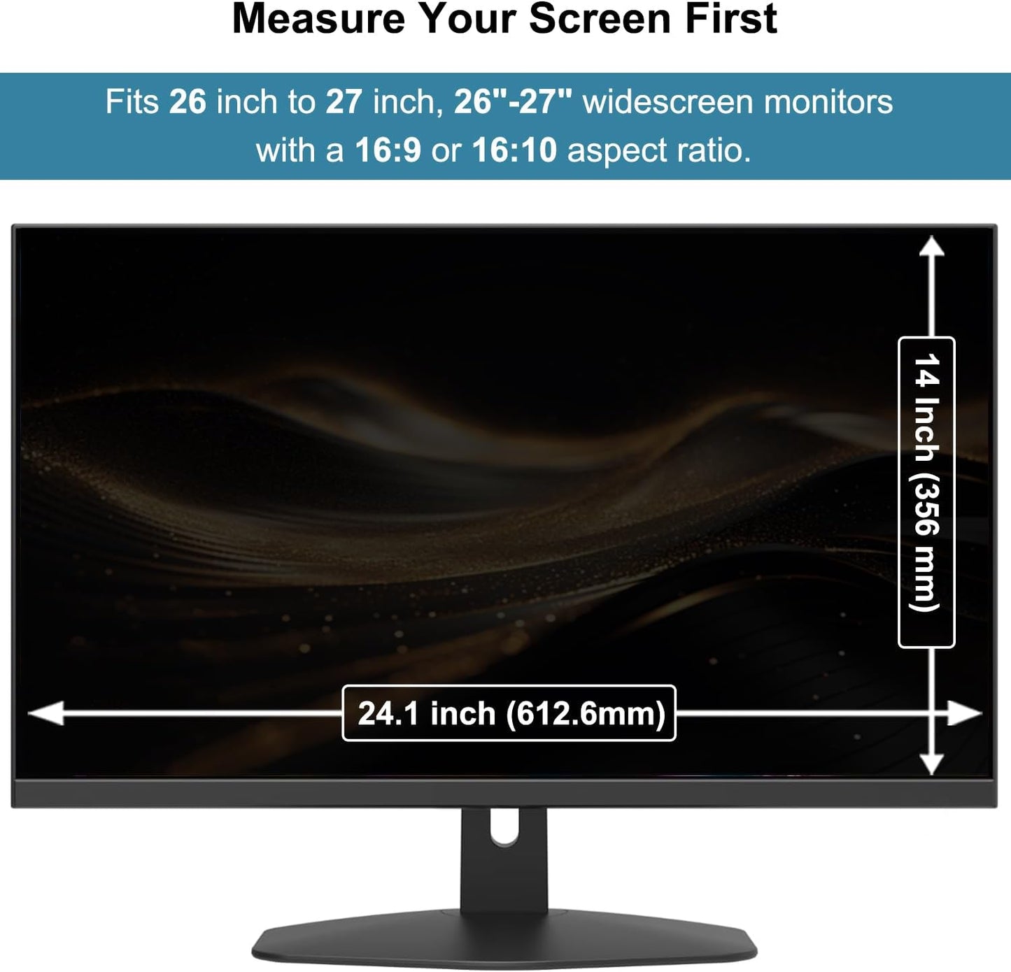 Hanging Computer Privacy Screen Protector Shield Compatible for 26/27 Inch Widescreen Desktop Monitor - Anti Glare & Blue Light Filter - Hanging Design for Easy On/Off