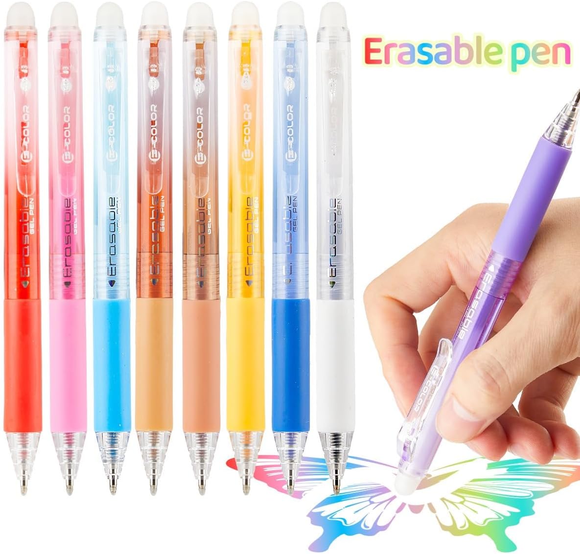 Retractable Erasable Gel Pens Clicker,Fine Point 0.7mm Smooth Writing Pens,Cute Pens For Writing Journaling Taking Notes School Office Home. (12 Colors)