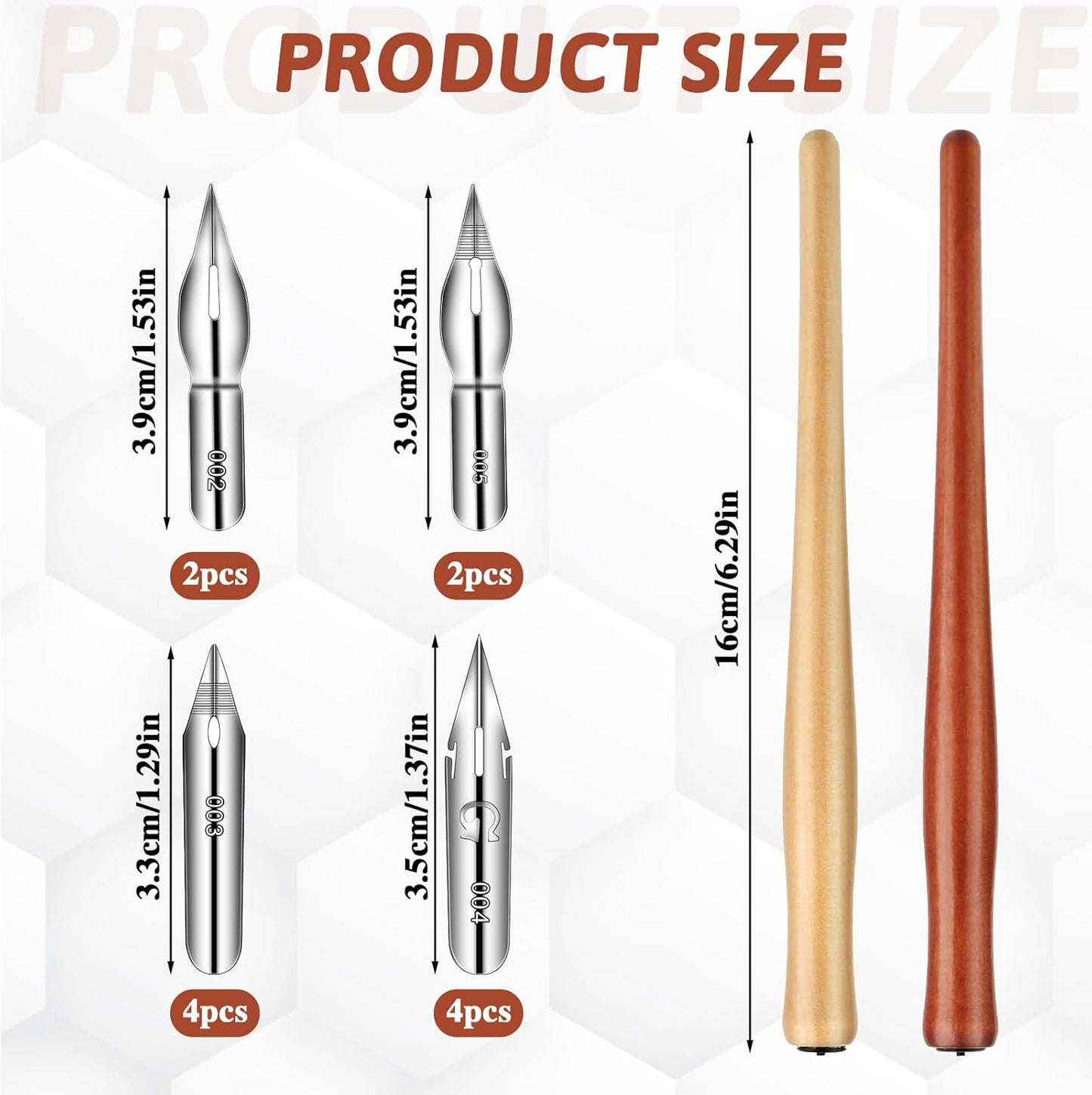 14pcs Oblique Calligraphy Comic Pen Set, 2-in-1 Wooden Pen Holder with 12 Stainless Steel Replacement Nibs for Writing, Signing, Painting, Sketching