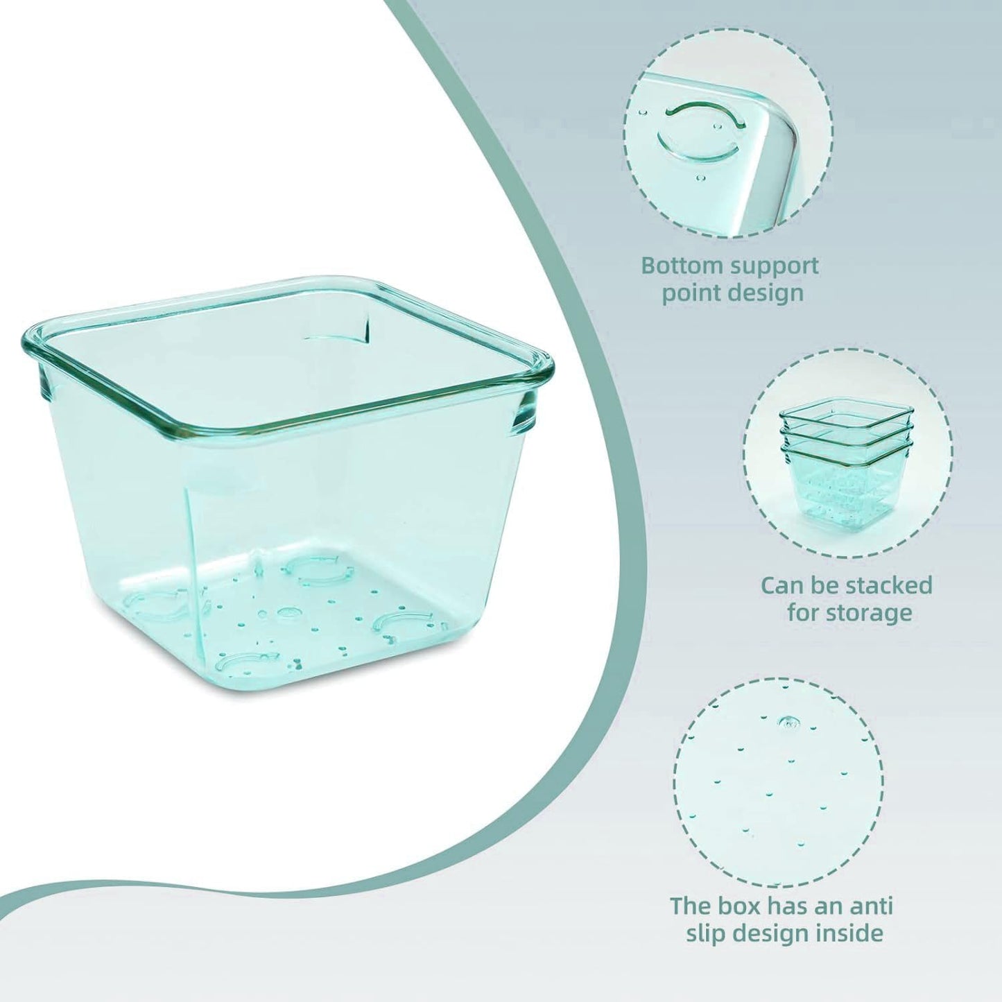 Kitchen Desk Drawer Organizers Storage for Office, Small Acrylic Vanity Trays Makeup Organizer for Drawer Bathroom Plastic Make up Organizers 25 Pcs Clear Blue