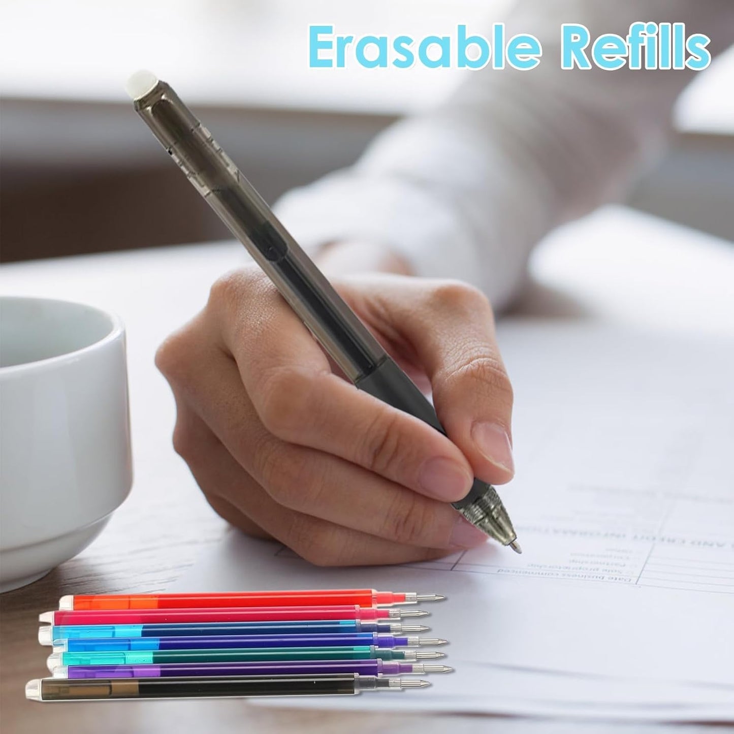 0.7 mm Erasable Gel Ink Pen Refills Compatible with Frixion Friction, Smooth Writing Multicolor Retractable Fine Point Pen Refill for School Office Home Art (8 Colors, 16)