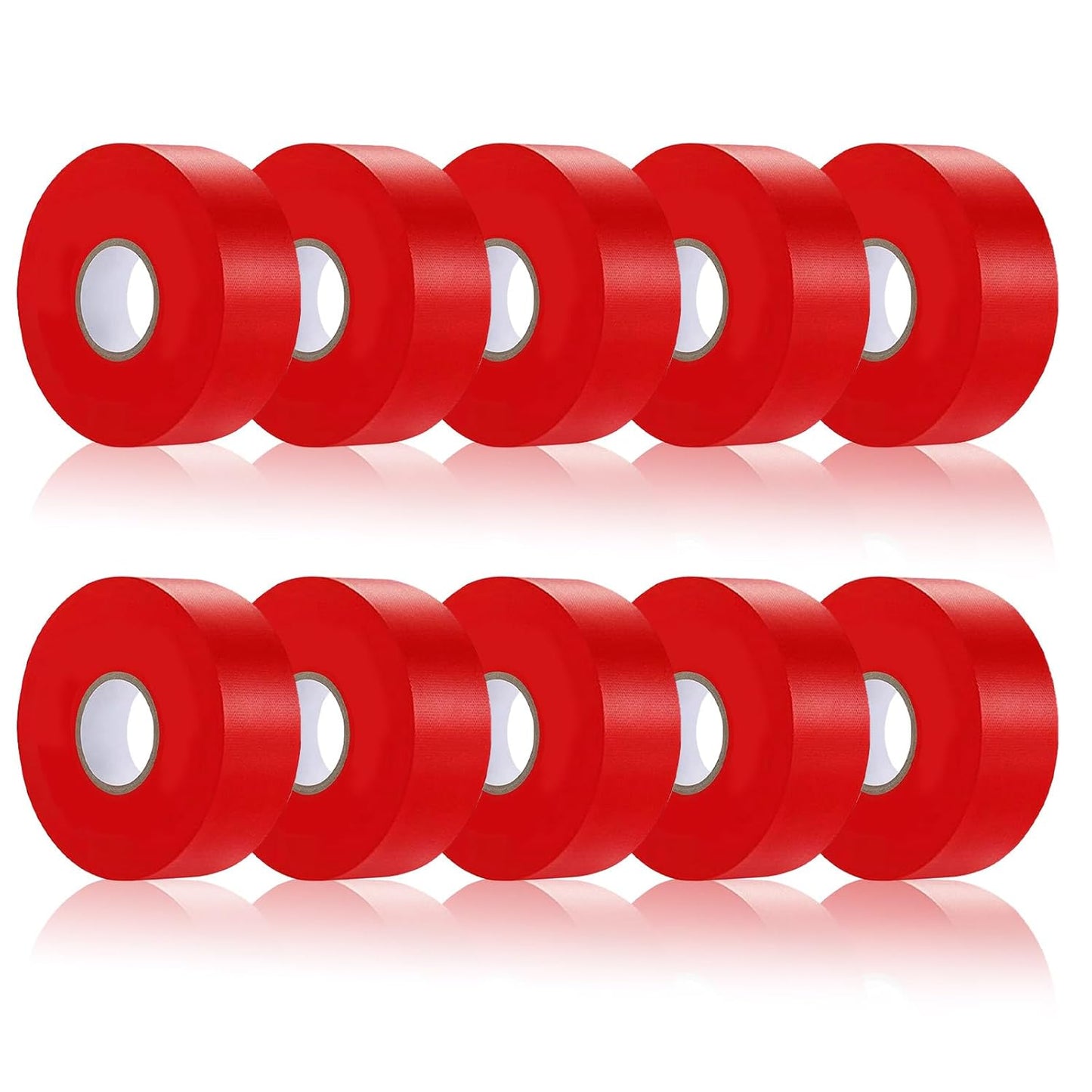 10 Pack Red Flagging Tape, Non-Adhesive Plastic Ribbon Neon Marking Roll, 1inch*2000ft, Marking Tape for Tree Marking, Hunting, Boundaries and Hazardous Areas,Trail Marking