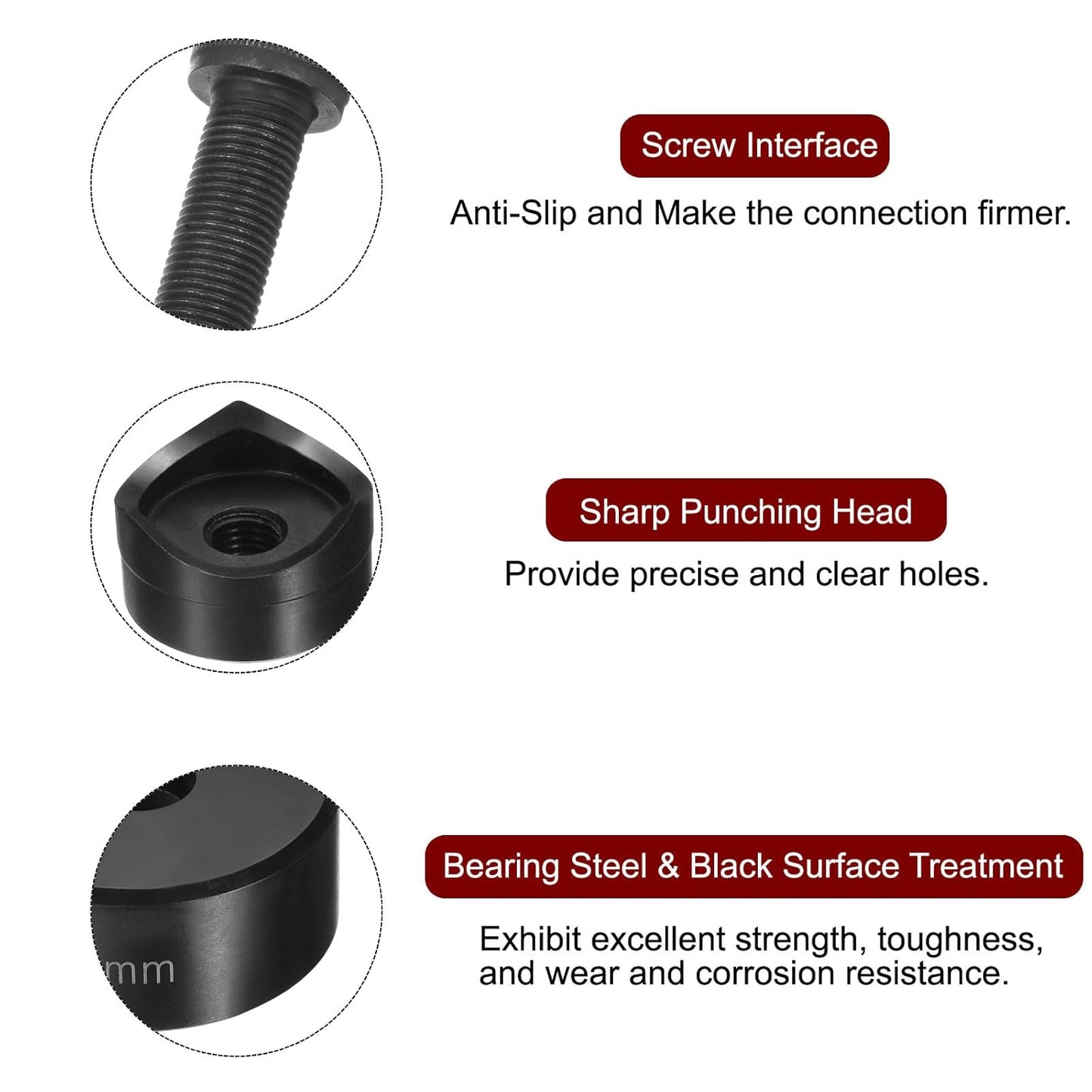 HARFINGTON Sheet Metal Punch Hole Punch 40mm Bearing Steel Precise Cutting Manual Knockout Kit with External Hex Shank for Metal Steel Plate Sink Stainless Steel, Black