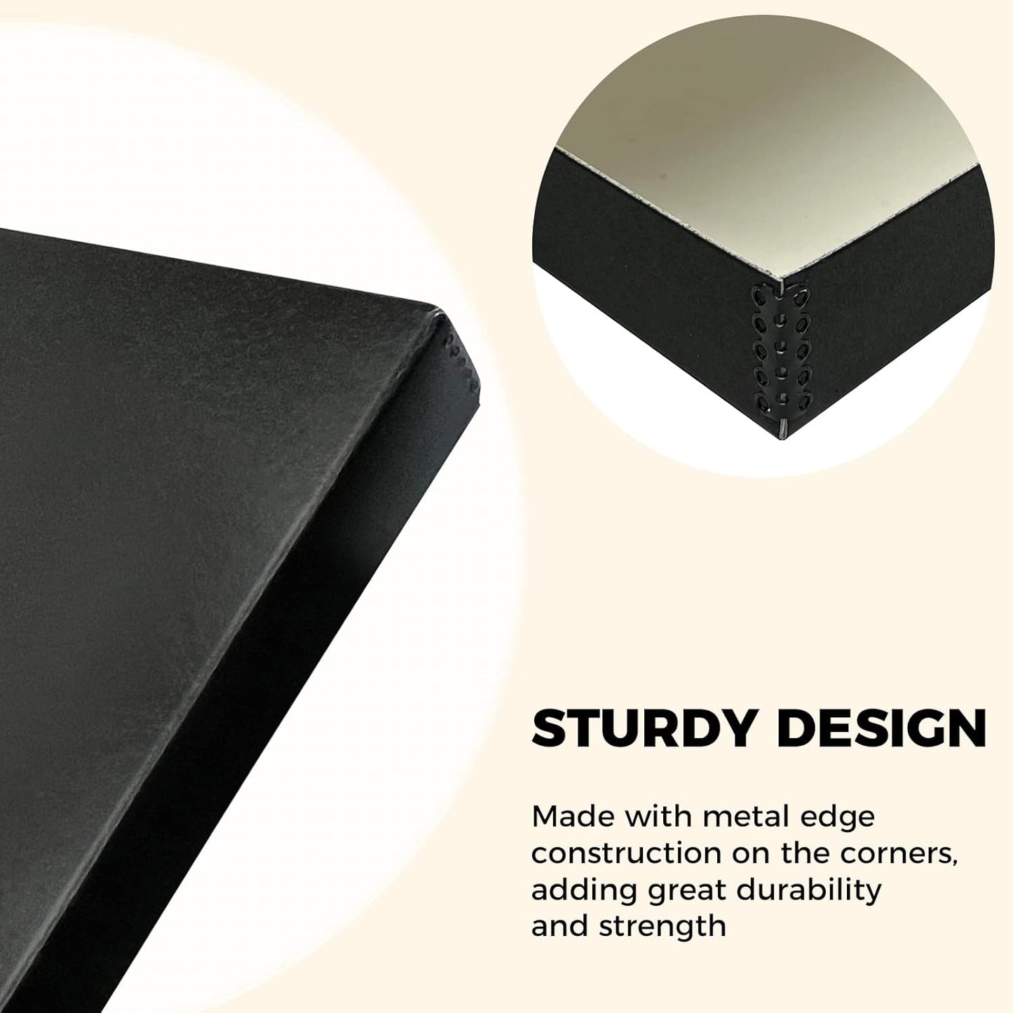 Golden State Art, Archival Folio Storage Box 18x24, Clamshell Design with Metal Edge, Preserve And Store Photos Documents Cards Prints Arts Crafts DIY, Black