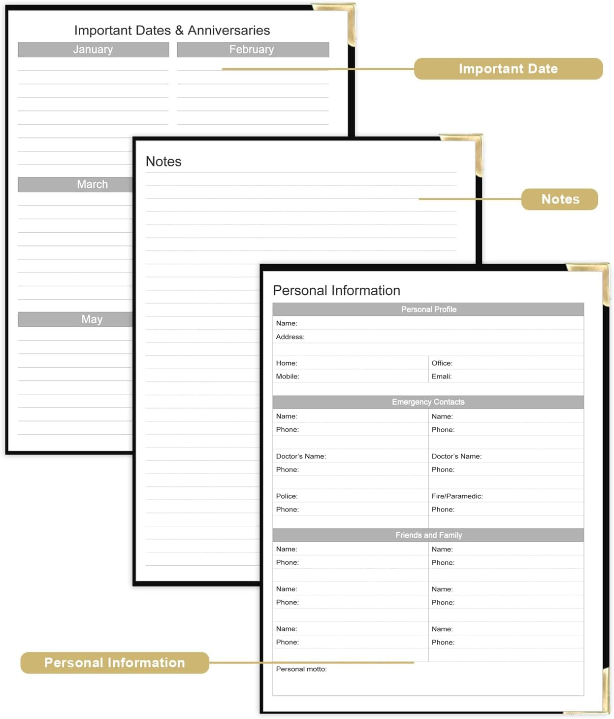 Undated Daily Monthly Planner for 2025 2026 - A4 To Do List with Hourly Schedule, Hardcover Spiral Bound Daily Planner to Increase Focus, Stylish School/Office Supplies, 8.5" x 11", Black