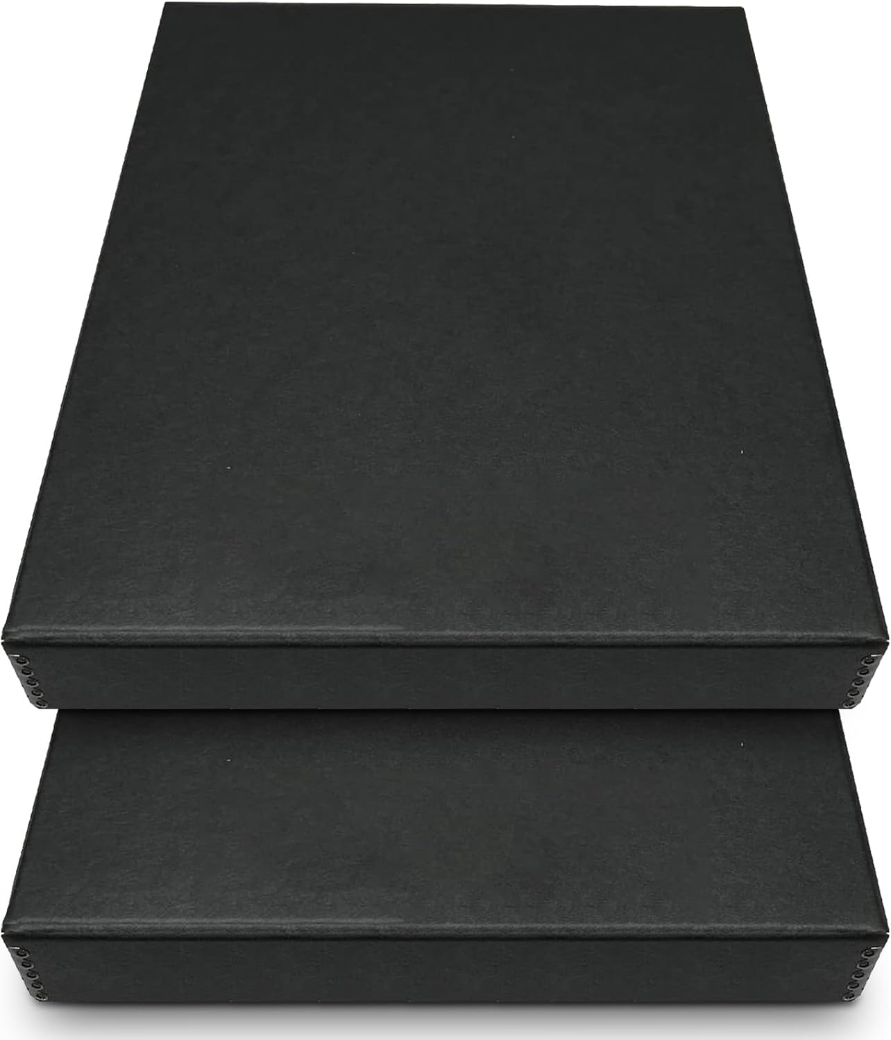 Golden State Art, Archival Folio Storage Box 16x20, Clamshell Design with Metal Edge, Preserve and Store Photos Documents Cards Prints Arts Crafts DIY, Black, Pack of 2