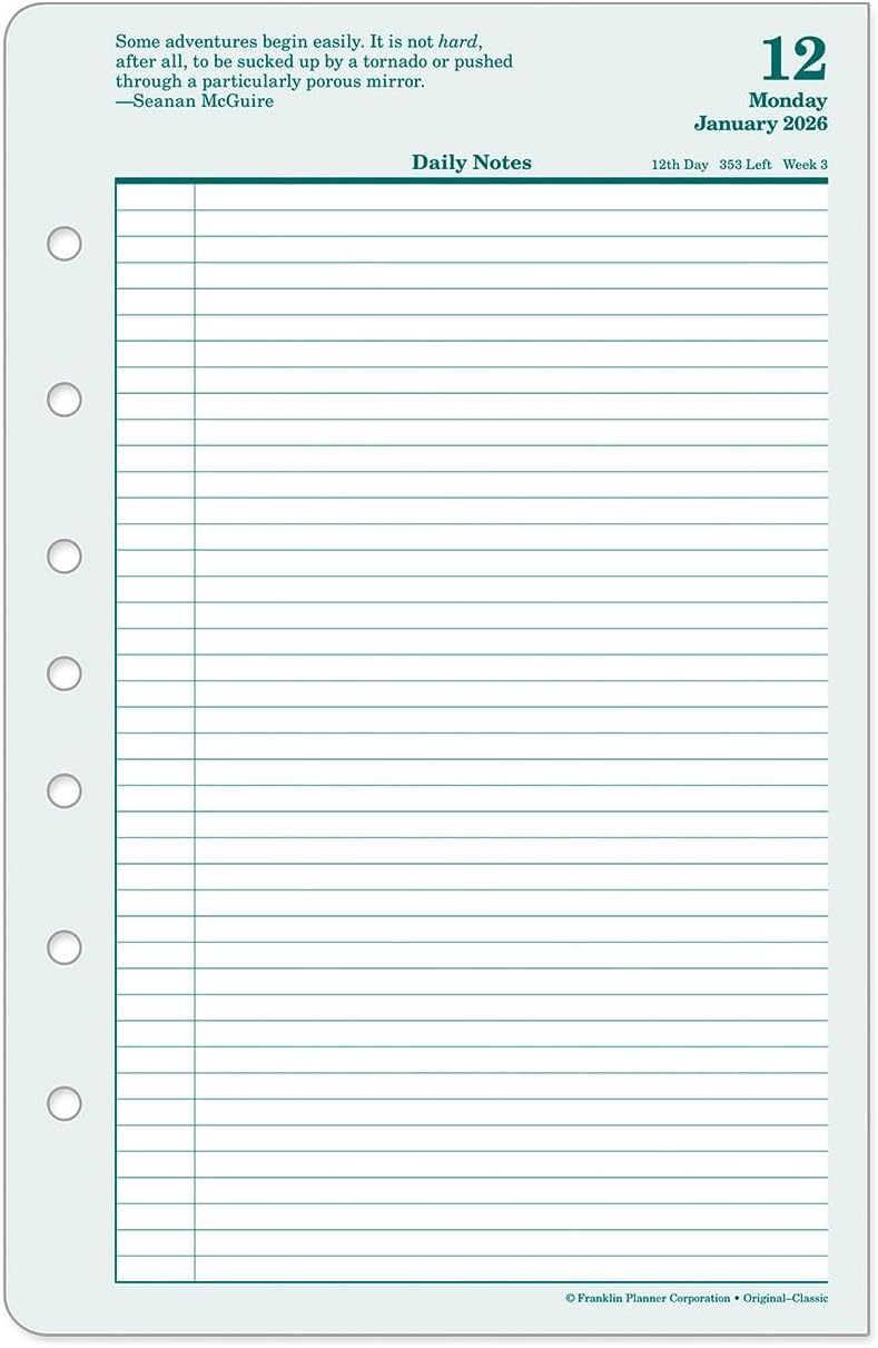 FranklinCovey - Original Two Page Per Day Ring-Bound Planner (Jan 2026 - Dec 2026, Classic)