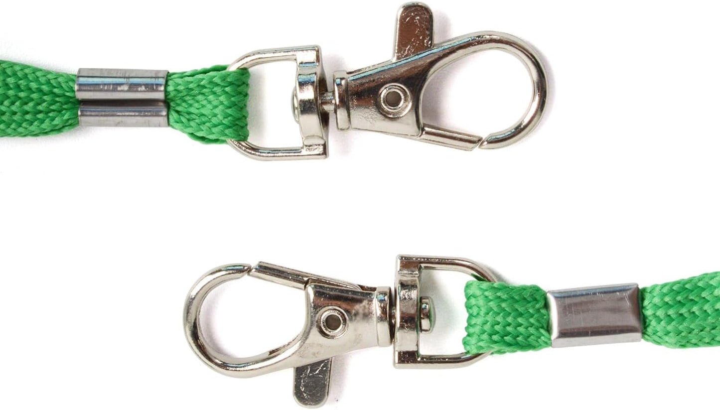 Green Lanyards 50 Pcs Bulk Lanyard for Id Badges Flat Lanyard with Badge Clip Swivel Hook (50, Green)