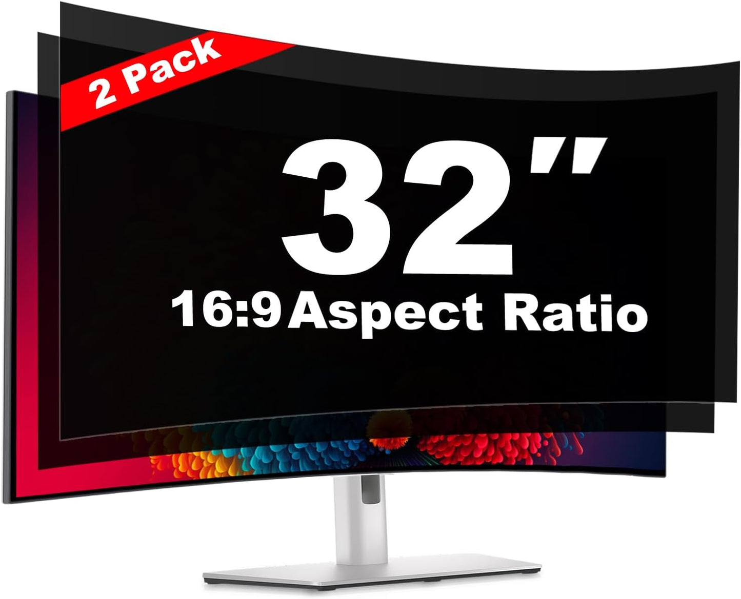 32 Inch Computer Privacy Screen Shield [2 Pack] for 16:9 Widescreen Desktop Monitor - Anti-Glare Blue Light Privacy Filter and Anti Spy Privacy Screen Protector Film