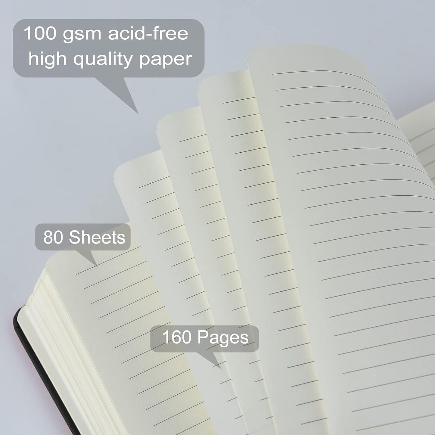 Coopay 24 Pack A5 Journal Notebooks Bulk, 160 Pages, 100GSM Thick Paper, 8.3 x 5.5 inch Hardcover Lined Leather Journals for Writing Office School Business,Bulk Notebook for Work Men Women(Gray)