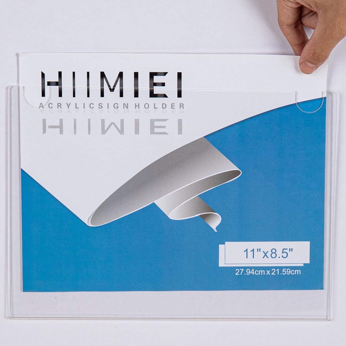 HIIMIEI Acrylic Wall Mount Sign Holder 8.5 x 11 Inches Horizontal 6 Pack, Clear Paper Document Holder, Wall Mount Ad Frame with 3m Tape Adhesives & Screws
