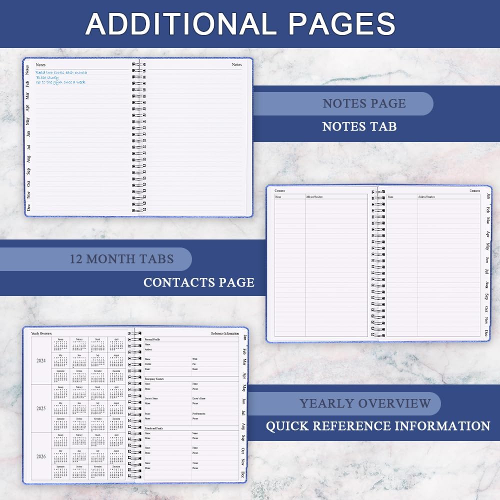 Planner 2025-2026 - Weekly & Monthly Planner Runs from Jul 2025 to Jun 2026, 8.5 x 11", 12 Month Tabs, Inner Pocket, PU Leather Cover with Twin-Wire Binding, Monthly Planners 2025-2026, Blue
