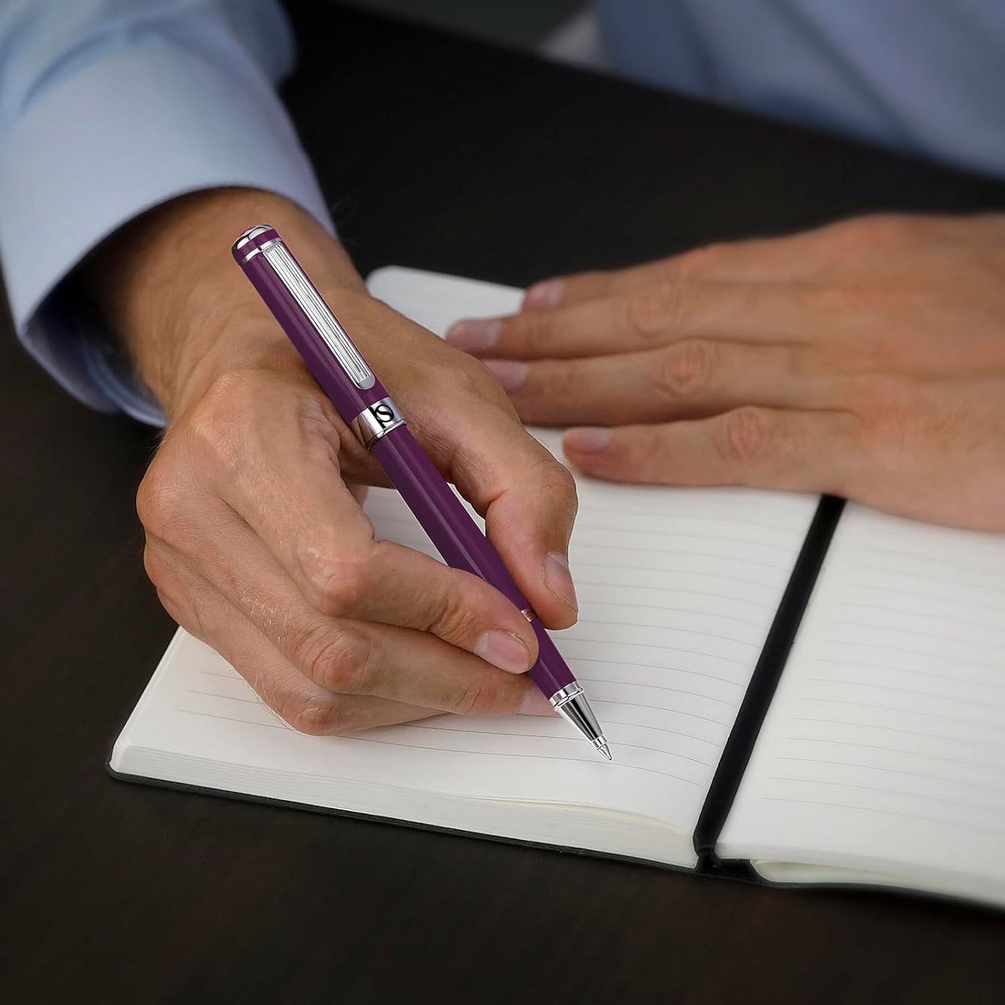 Scriveiner Dark Purple Rollerball Pen - Stunning Luxury Pen With Chrome Finish, Schmidt Ink Refill, Best Roller Ball Gift Set for Men & Women, Professional, Executive Office, Nice Pens