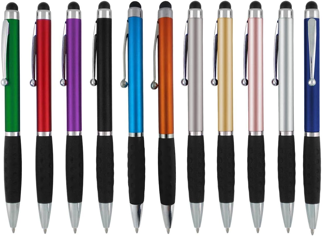 Stylus Pens -2 in1 Capactive Touch Screen with Ballpoint Writing Pen Sensitive Stylus Tip For Your iPad iPhone Samsung Galaxy & All Smart Devices -Metallic Barrel - Assorted Colors Comfy Grips,24 Pack