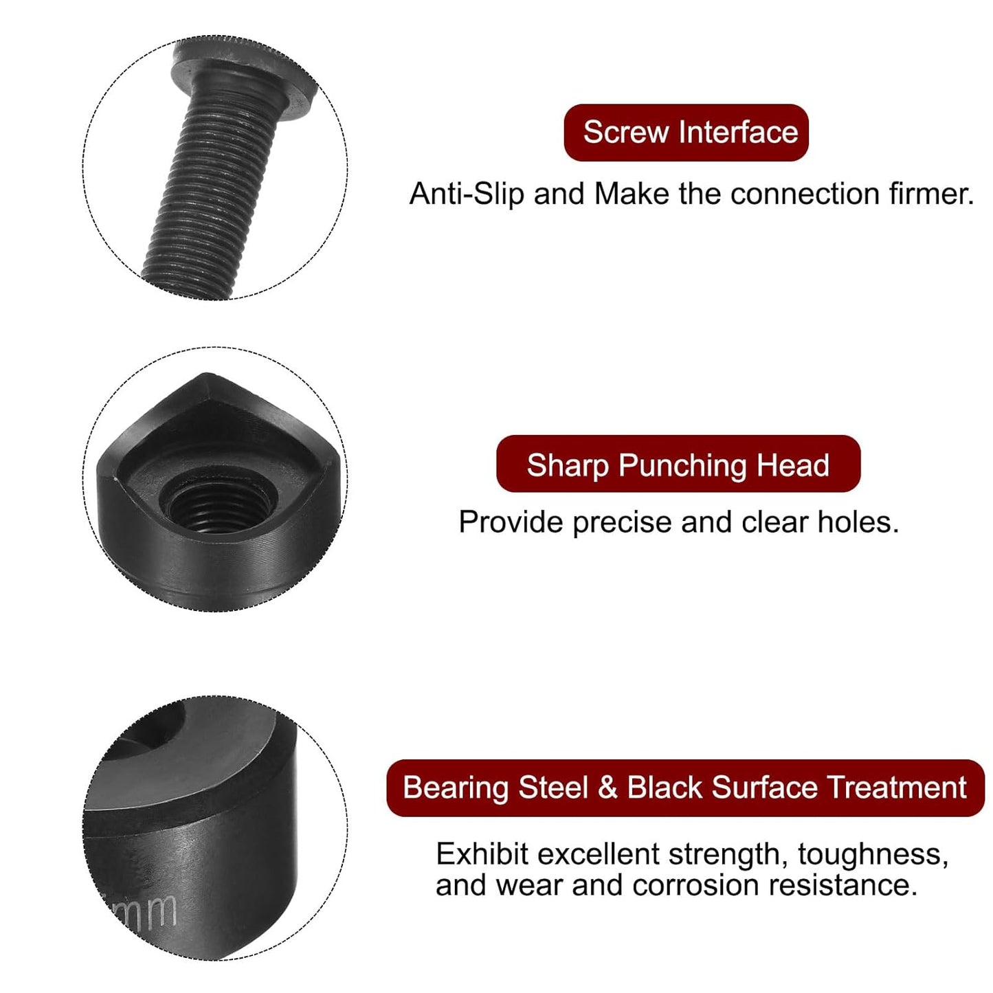 HARFINGTON Sheet Metal Punch Hole Punch 22.5mm Bearing Steel Precise Cutting Manual Knockout Kit with External Hex Shank for Metal Steel Plate Sink Stainless Steel, Black