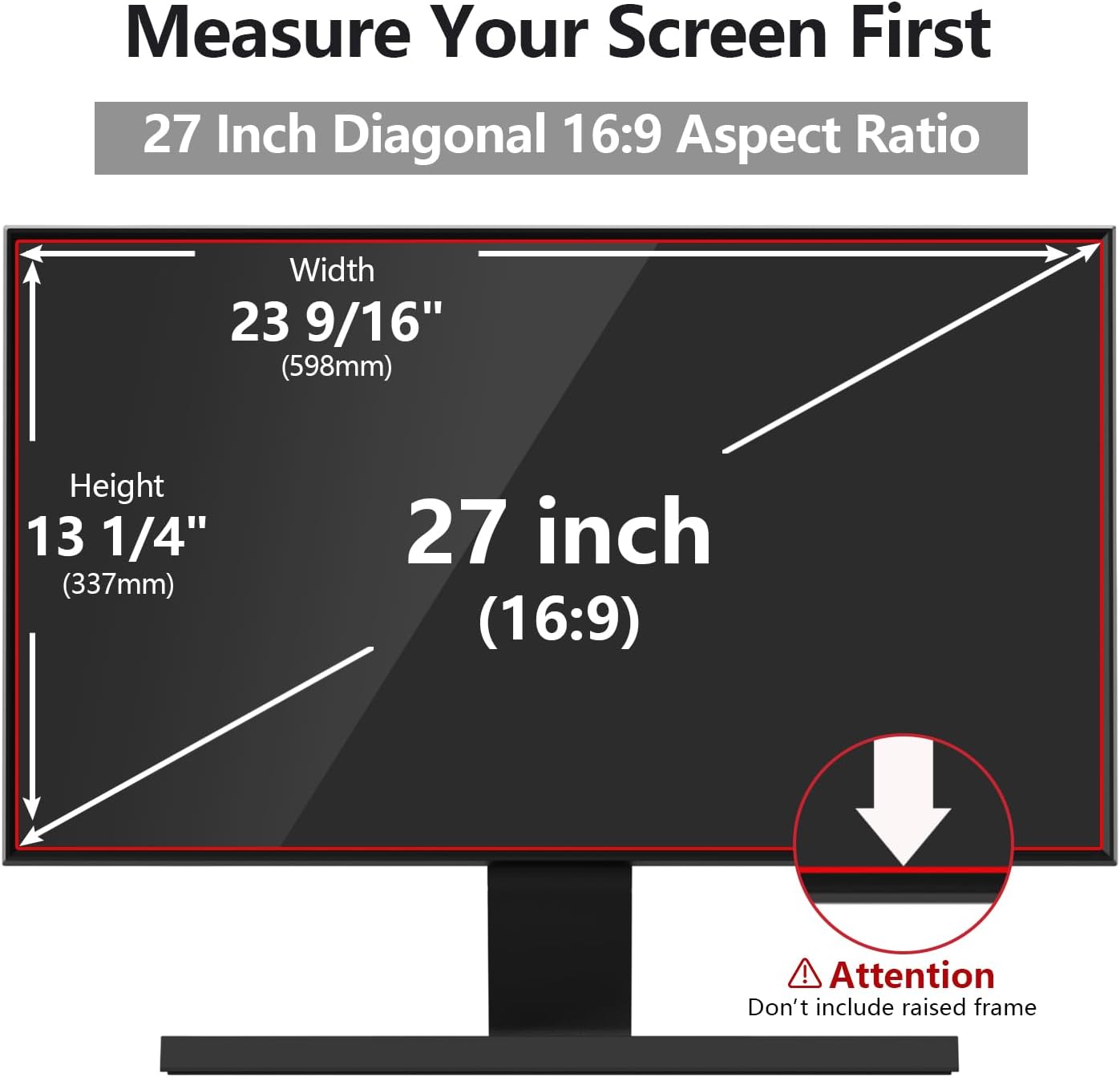 Computer Privacy Screen Protector 27 Inch with Hp Dell Acer Asus Samsung LG and More, Removable Security Shield Filter for 16:9 Aspect Ratio Monitor Like ViewSonic Sceptre AOC Koorui BenQ(27" Diagonal 16:9 1 Pack)