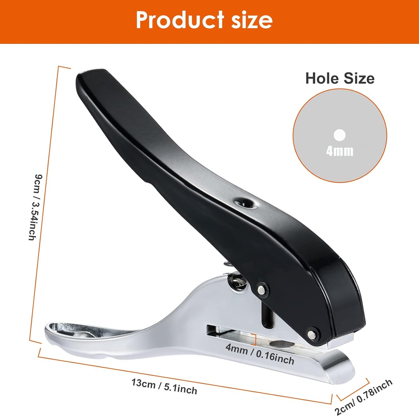 Hole Punch 4mm Single Hole Punch,Heavy Duty Hole Puncher Single,Paper Punch Portable Hand Held Long Hole Puncher for Paper Cards Plastic Cardboard
