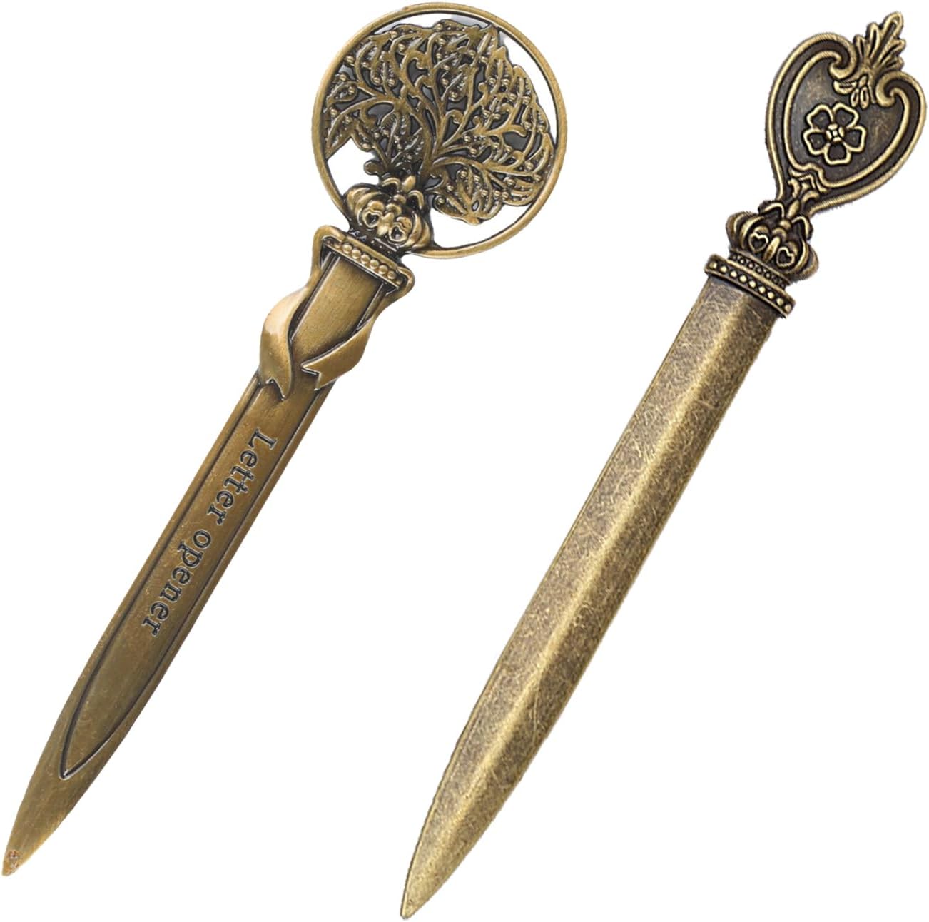 Vintage Letter Opener Set 2 Piece Antique Metal Cute Letter Cutter for Office and Home Decorative Envelope Knife Elegant Design