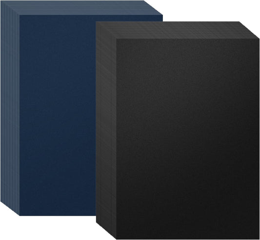 100 Pack Binding Covers Set, 8.5x11 Inches, Including 50 Pcs 12 Mil Navy Color Plastic Binding Covers, 50 Pcs 12 Mil, Black Color Plastic Binding Covers, Sand Textured